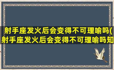 射手座发火后会变得不可理喻吗(射手座发火后会变得不可理喻吗知乎）