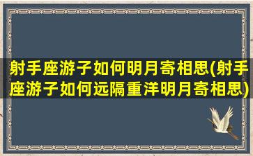 射手座游子如何明月寄相思(射手座游子如何远隔重洋明月寄相思)