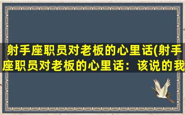 射手座职员对老板的心里话(射手座职员对老板的心里话：该说的我都说了)