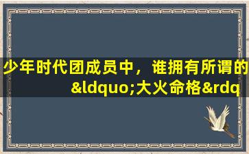 少年时代团成员中，谁拥有所谓的“大火命格”