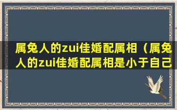 属兔人的zui佳婚配属相（属兔人的zui佳婚配属相是小于自己好呢还是大自己好）