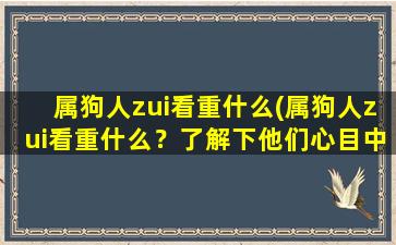 属狗人zui看重什么(属狗人zui看重什么？了解下他们心目中的人生信条！)