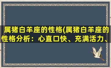 属猪白羊座的性格(属猪白羊座的性格分析：心直口快、充满活力、自信乐观，如何与TA相处？)