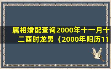 属相婚配查询2000年十一月十二酉时龙男（2000年阳历11月12日是阴历多少）