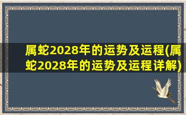 属蛇2028年的运势及运程(属蛇2028年的运势及运程详解)