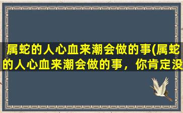 属蛇的人心血来潮会做的事(属蛇的人心血来潮会做的事，你肯定没想到！)