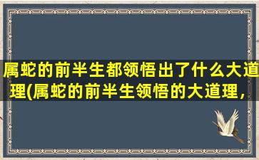 属蛇的前半生都领悟出了什么大道理(属蛇的前半生领悟的大道理，让你意识到了哪些重要事情？)