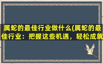 属蛇的最佳行业做什么(属蛇的最佳行业：把握这些机遇，轻松成就事业！)