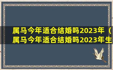 属马今年适合结婚吗2023年（属马今年适合结婚吗2023年生孩子）