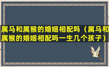 属马和属猴的婚姻相配吗（属马和属猴的婚姻相配吗一生几个孩子）