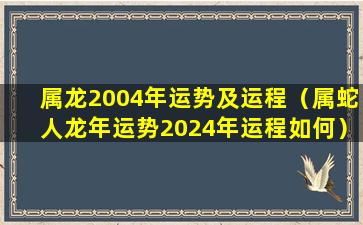 属龙2004年运势及运程（属蛇人龙年运势2024年运程如何）