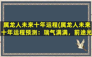 属龙人未来十年运程(属龙人未来十年运程预测：瑞气满满，前途光明！)