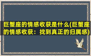 巨蟹座的情感收获是什么(巨蟹座的情感收获：找到真正的归属感)