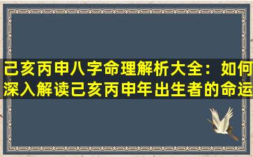 己亥丙申八字命理解析大全：如何深入解读己亥丙申年出生者的命运特征