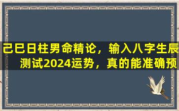 己巳日柱男命精论，输入八字生辰测试2024运势，真的能准确预测未来吗