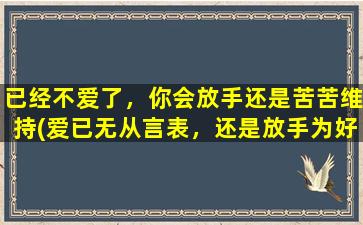 已经不爱了，你会放手还是苦苦维持(爱已无从言表，还是放手为好)