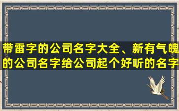 带雷字的公司名字大全、新有气魄的公司名字给公司起个好听的名字