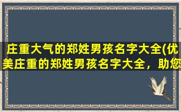 庄重大气的郑姓男孩名字大全(优美庄重的郑姓男孩名字大全，助您给孩子起一个有故事的名字)