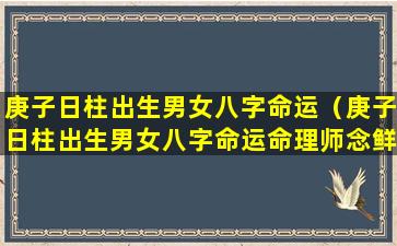 庚子日柱出生男女八字命运（庚子日柱出生男女八字命运命理师念鲜）