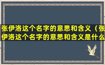 张伊洛这个名字的意思和含义（张伊洛这个名字的意思和含义是什么）