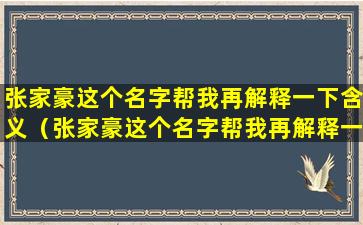 张家豪这个名字帮我再解释一下含义（张家豪这个名字帮我再解释一下含义是什么）