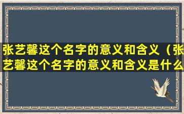 张艺馨这个名字的意义和含义（张艺馨这个名字的意义和含义是什么）