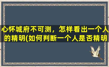 心怀城府不可测，怎样看出一个人的精明(如何判断一个人是否精明：从心态、行为、言谈中了解他的城府。)