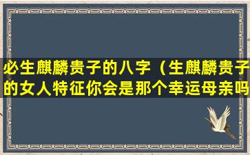 必生麒麟贵子的八字（生麒麟贵子的女人特征你会是那个幸运母亲吗）