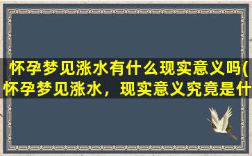 怀孕梦见涨水有什么现实意义吗(怀孕梦见涨水，现实意义究竟是什么？)