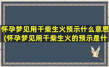 怀孕梦见用干柴生火预示什么意思(怀孕梦见用干柴生火的预示是什么？)