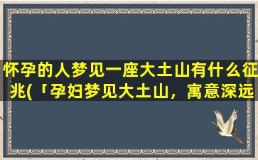 怀孕的人梦见一座大土山有什么征兆(「孕妇梦见大土山，寓意深远！」)