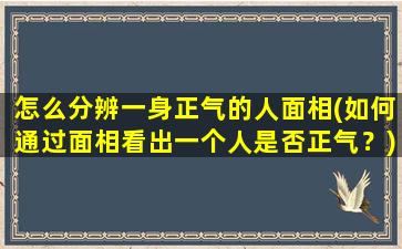 怎么分辨一身正气的人面相(如何通过面相看出一个人是否正气？)