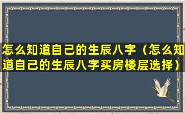 怎么知道自己的生辰八字（怎么知道自己的生辰八字买房楼层选择）