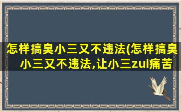 怎样搞臭小三又不违法(怎样搞臭小三又不违法,让小三zui痛苦的方法是什么)