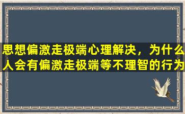 思想偏激走极端心理解决，为什么人会有偏激走极端等不理智的行为及思想