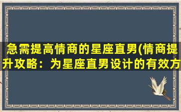 急需提高情商的星座直男(情商提升攻略：为星座直男设计的有效方法)