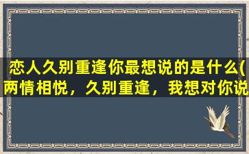 恋人久别重逢你最想说的是什么(两情相悦，久别重逢，我想对你说的话)