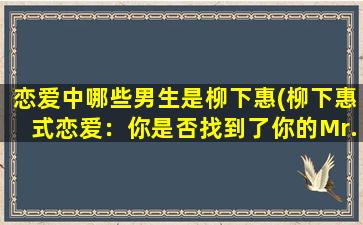 恋爱中哪些男生是柳下惠(柳下惠式恋爱：你是否找到了你的Mr.Right？)