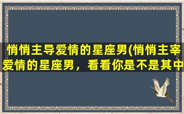 悄悄主导爱情的星座男(悄悄主宰爱情的星座男，看看你是不是其中之一？)