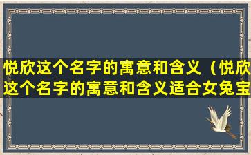 悦欣这个名字的寓意和含义（悦欣这个名字的寓意和含义适合女兔宝吗）