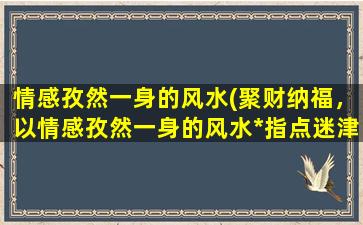 情感孜然一身的风水(聚财纳福，以情感孜然一身的风水*指点迷津)