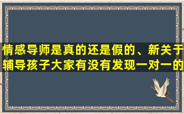 情感导师是真的还是假的、新关于辅导孩子大家有没有发现一对一的效果特别好