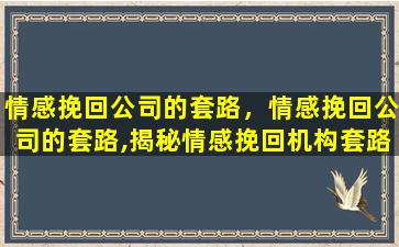 情感挽回公司的套路，情感挽回公司的套路,揭秘情感挽回机构套路