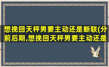 想挽回天秤男要主动还是断联(分前后期,想挽回天秤男要主动还是断联,你知道吗)