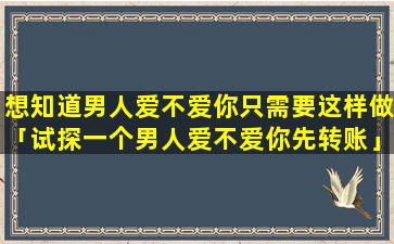 想知道男人爱不爱你只需要这样做「试探一个男人爱不爱你先转账」