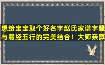 想给宝宝取个好名字赵氏家谱字辈与易经五行的完美结合！大师亲算等你来！