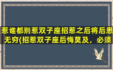 惹谁都别惹双子座招惹之后将后患无穷(招惹双子座后悔莫及，必须小心谨慎)