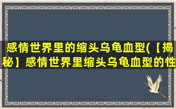 感情世界里的缩头乌龟血型(【揭秘】感情世界里缩头乌龟血型的性格特点和恋爱技巧)