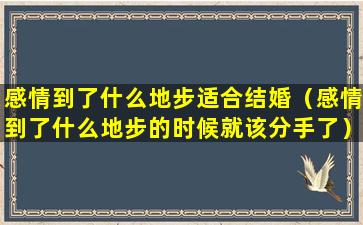 感情到了什么地步适合结婚（感情到了什么地步的时候就该分手了）