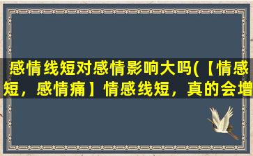 感情线短对感情影响大吗(【情感短，感情痛】情感线短，真的会增加感情痛苦吗？)